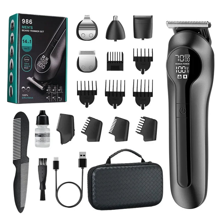 Mijia 986 Waterproof IPX7 Level 14 IN 1 Beard Trimmer Set Rechargeable Cordless Body Hair Trimmer for Men