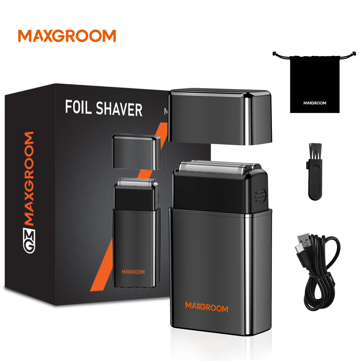 MAXGROOM Foil Shaver for Men Rechargeable Electric Razor IPX6 Waterproof Double Shaver Portable Mini Beard Shaver Beard Trimmer