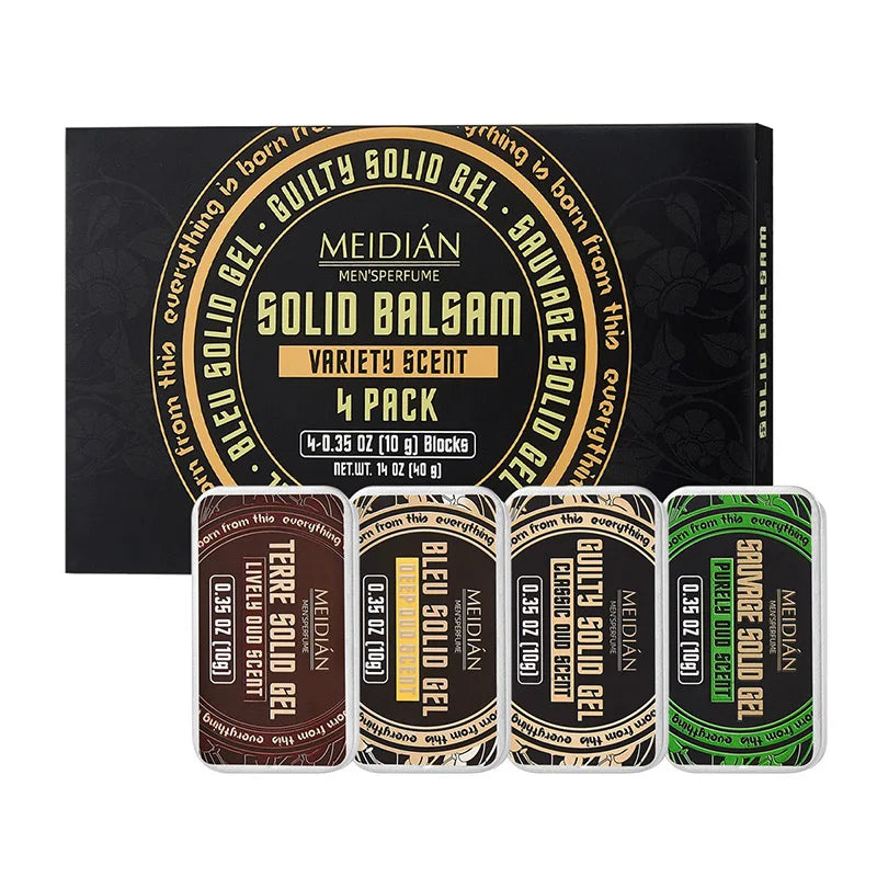 Men Solid Cologne Long-lasting Fragrance Men Deodorant Set 4 In A Box Portable Woman Floral Scent Solid Balm Gel Light Fragrance
