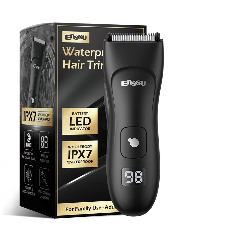 Enssu Mens Body Hair Trimmer Electric Shaver, Ceramic Blade, Waterproof Round Tip for Chest Beard Body Hair