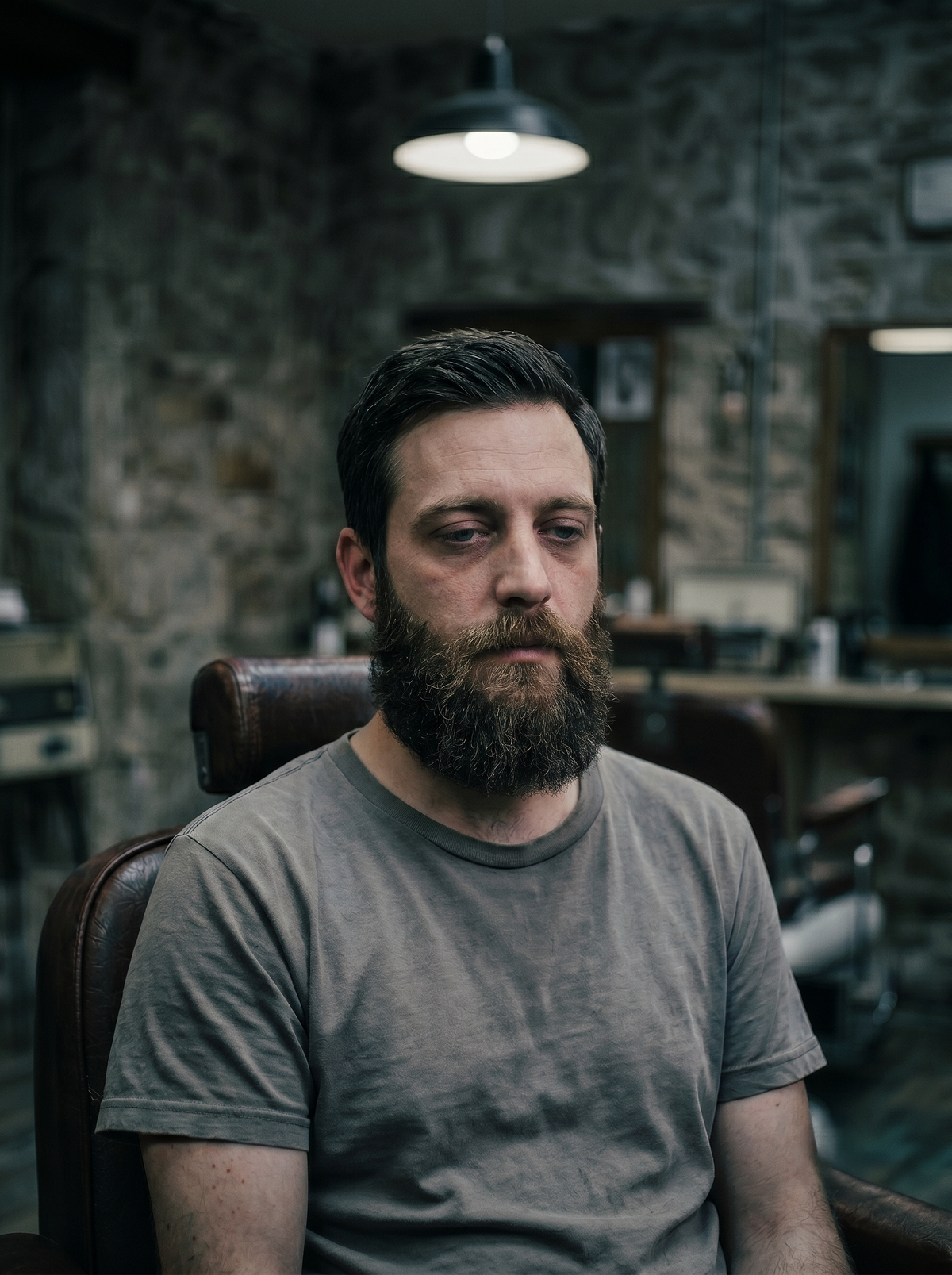 After grooming — defined, shaped beard