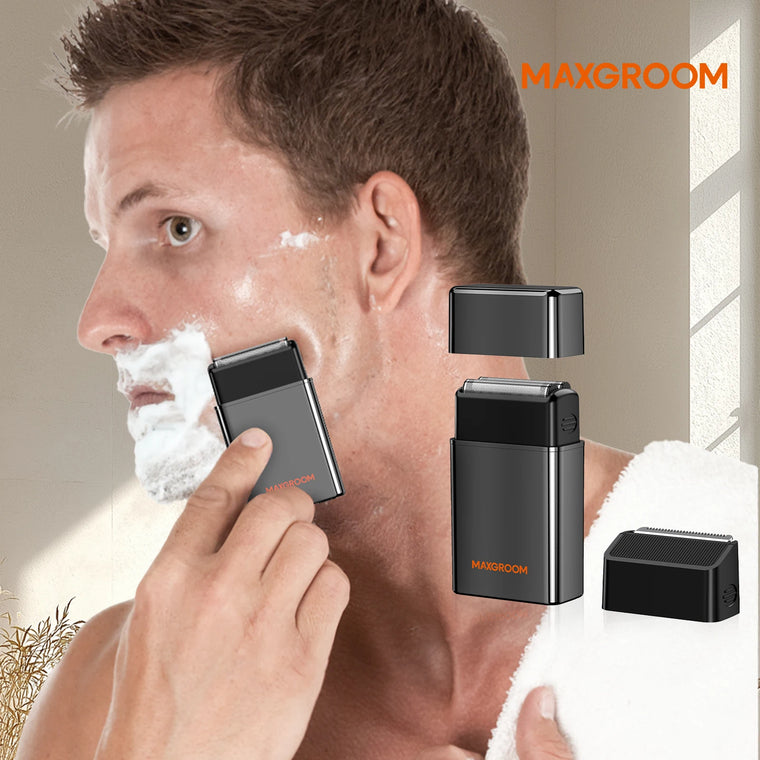 MAXGROOM Foil Shaver for Men Rechargeable Electric Razor IPX6 Waterproof Double Shaver Portable Mini Beard Shaver Beard Trimmer