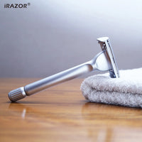 iRAZOR New Heavy Butterfly Design Double Edge Safety Razor with 10pcs Original Blade Refills for Men Reusable Grooming Gift Set