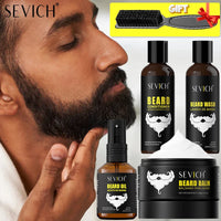 Natural Beard Growth Kit For Men Beard Thickening Care Oil Moisturizing Beard Cream Wax Beard Shampoo Conditioner Beard Styling