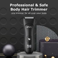 Enssu Mens Body Hair Trimmer Electric Shaver, Ceramic Blade, Waterproof Round Tip for Chest Beard Body Hair