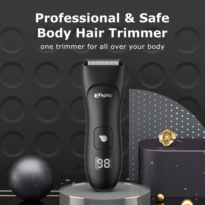Enssu Mens Body Hair Trimmer Electric Shaver, Ceramic Blade, Waterproof Round Tip for Chest Beard Body Hair