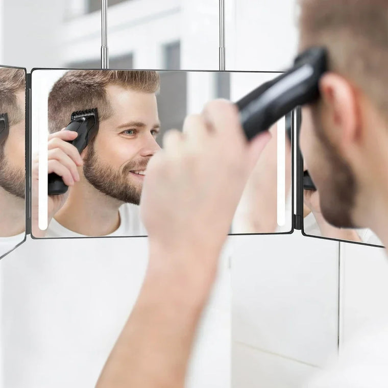 LED Three Way Haircut Mirror