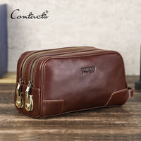 Genuine Leather Lock Clutch Bag