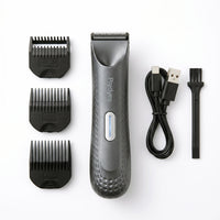 Electric Trimmer for Men's Groin Hair: Versatile Body Groomer and Waterproof Pubic Hair Trimmer with Replaceable Ceramic Blade