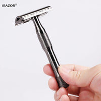 iRAZOR Classic Double Edge Safety Razor Manual Wet Shaver with 10 Stainless Steel Blades Barber Grooming Tool for Men Gift