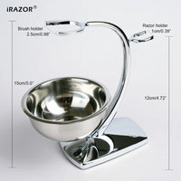 iRAZOR Shaving Bowl and Stand Set with Magnetic Base - 304 Steel Bowl & Chrome Plated Alloy Stand,Fit Most Razors and Brushes