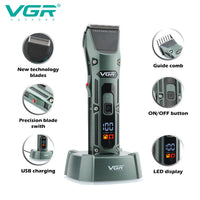 VGR V-696 New metal Popular Salon Barber Hair Cut Machine Professional Cordless Hair Trimmer Electric Hair Clippers for Men