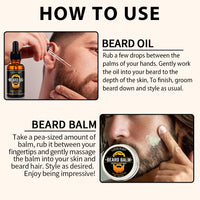 100% Natural Sandalwood Scent 30ml Beard Oil and 30g Balm Soften Strengthen Moisturize Men Beard Grooming Care Product
