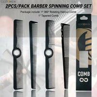 2Pc New Professional Barber Combs Set Spinning Wide Fine Tooth Haircut Combs Anti-static Taper Comb For Salon Hairdressing Tools