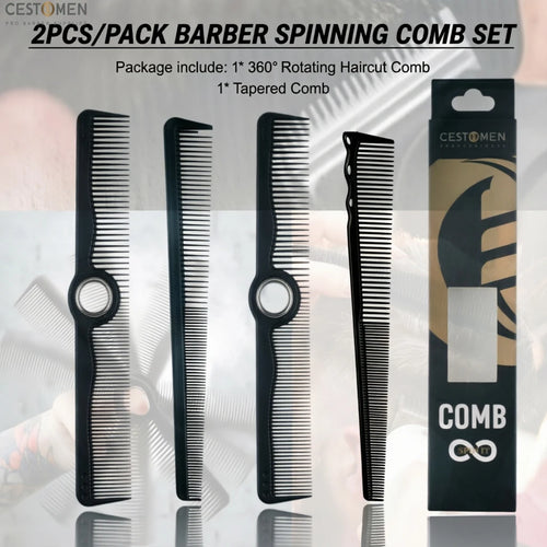 2Pc New Professional Barber Combs Set Spinning Wide Fine Tooth Haircut Combs Anti-static Taper Comb For Salon Hairdressing Tools