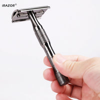 iRAZOR Classic Double Edge Safety Razor Manual Wet Shaver with 10 Stainless Steel Blades Barber Grooming Tool for Men Gift