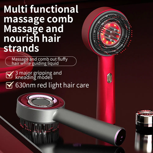 Electric Massage Comb Vibration Red Light Therapy Hair Growth Massage Scalp Brush Anti Hair Loss Liquid Oil Applicator