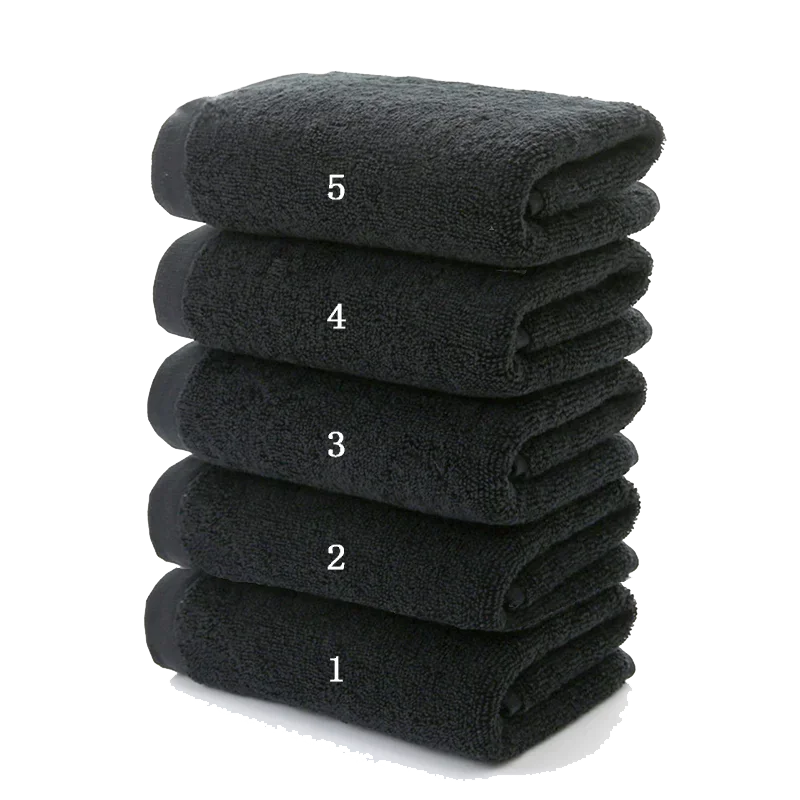 5 Pieces 35x75cm 100% Cotton Black Face Towel Set No Fading Hand Towels for Men Hotel Corporate Gift Soft and Highly Absorbent