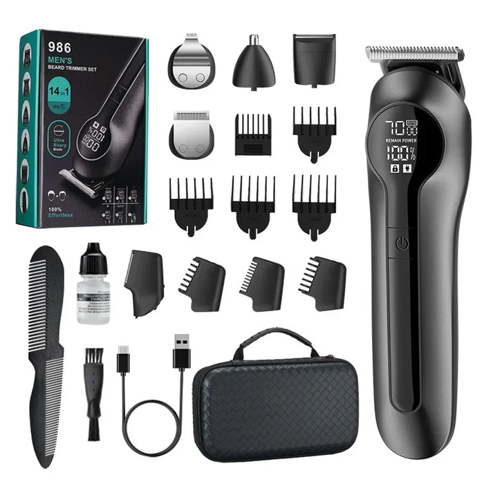 Mijia 986 Waterproof IPX7 Level 14 IN 1 Beard Trimmer Set Rechargeable Cordless Body Hair Trimmer for Men