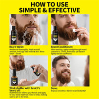 Natural Beard Growth Kit For Men Beard Thickening Care Oil Moisturizing Beard Cream Wax Beard Shampoo Conditioner Beard Styling