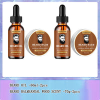 Organic Beard Growth Oil & Sandalwood Balm 1/2/4 Set-24H Nourishing, No Flakes, Men's Grooming Kit with Argan Oil & Vitamin E