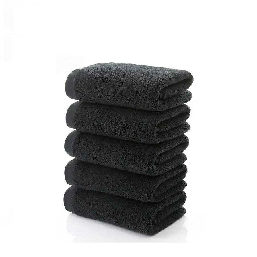 5 Pieces 35x75cm 100% Cotton Black Face Towel Set No Fading Hand Towels for Men Hotel Corporate Gift Soft and Highly Absorbent