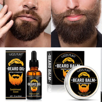 100% Natural Sandalwood Scent 30ml Beard Oil and 30g Balm Soften Strengthen Moisturize Men Beard Grooming Care Product