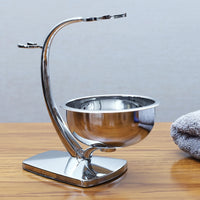 iRAZOR Shaving Bowl and Stand Set with Magnetic Base - 304 Steel Bowl & Chrome Plated Alloy Stand,Fit Most Razors and Brushes