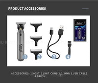 Kemei Hair Liners Clippers Men Beard Trimmer Zero Gapped T-Blade Hair Cutting Machine Cordless Professional Barber Edgers Cutter