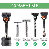 Safety Razor Stand, Aluminum Alloy Men's Shaving Stand for Bathroom Countertops Men's Metal Manual Beard Shaver Holder