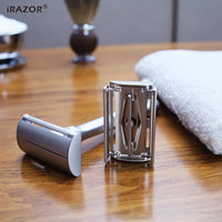 iRAZOR New Heavy Butterfly Design Double Edge Safety Razor with 10pcs Original Blade Refills for Men Reusable Grooming Gift Set