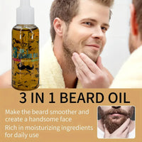 GZE 3-in-1 Beard Oil for Care - Moisturizes Beard & Conditions Skin - Eliminates Flakes - For Men with Short or Long Facial Hair