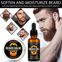 100% Natural Sandalwood Scent 30ml Beard Oil and 30g Balm Soften Strengthen Moisturize Men Beard Grooming Care Product
