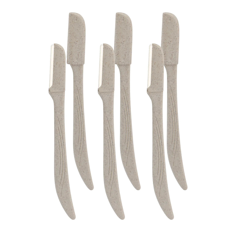 6 Pcs/Pack Wheat Straw Eyebrow Trimmer Environmentally Biodegradable Stainless Steel Eyebrow Razor Eye Brow Shaving Tool