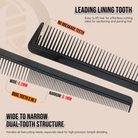 2Pc New Professional Barber Combs Set Spinning Wide Fine Tooth Haircut Combs Anti-static Taper Comb For Salon Hairdressing Tools