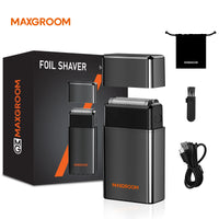 MAXGROOM Foil Shaver for Men Rechargeable Electric Razor IPX6 Waterproof Double Shaver Portable Mini Beard Shaver Beard Trimmer