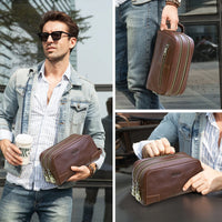Genuine Leather Lock Clutch Bag