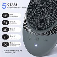 Portable Silicone Waterproof Rechargeable Face Wash Brush, 5 Cleansing Modes, Electric Deep Cleaning for Men & Women