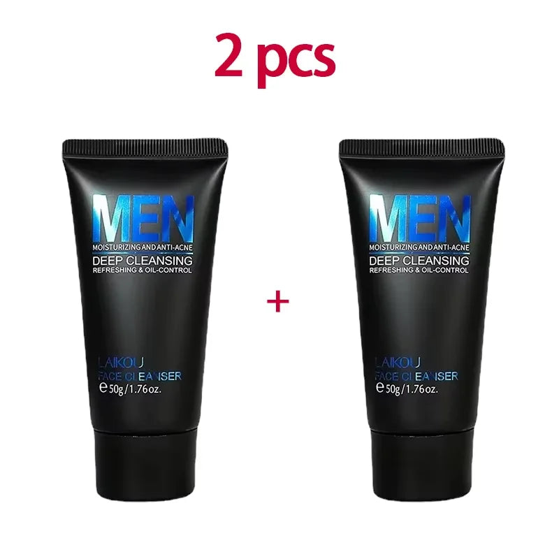 LAIKOU Men Facial Cleanser Face Wash Moisturizing Man Skin Care Oil Control Blackhead Remove Scrub Cosmetics Deep Norishing 50g