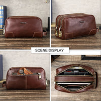 Genuine Leather Lock Clutch Bag