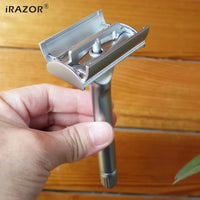 iRAZOR New Heavy Butterfly Design Double Edge Safety Razor with 10pcs Original Blade Refills for Men Reusable Grooming Gift Set